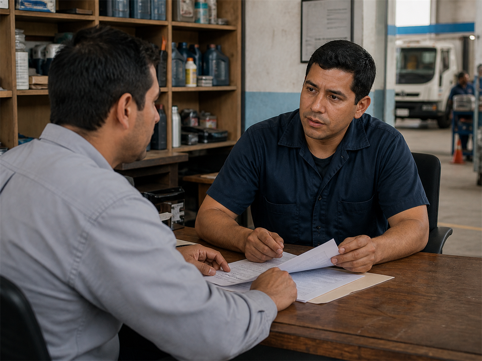 Conversación comercial entre un asesor y el responsable de una flota